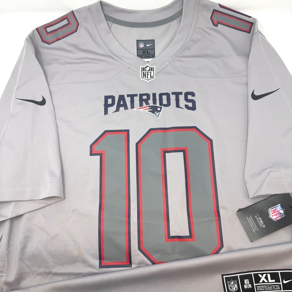 Nike Mac Jones New England Patriots NFL Jersey Silver Mens XL‎ 22NM-ATMS-8KF NEW